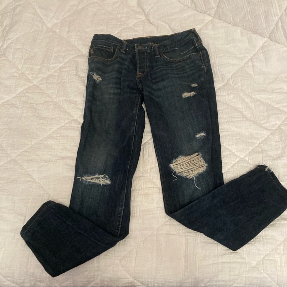 Abercrombie & Fitch Distressed Dark Wash Jeans